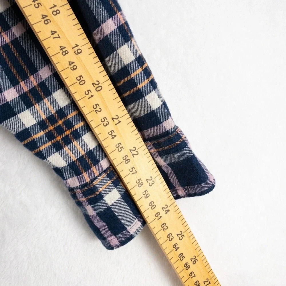 L.L. Bean Flannel Shirt Womens Medium Blue Pink Plaid Long Sleeve Soft - Picture 10 of 12